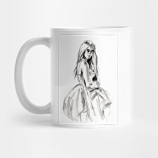 drawing of a girl in a nice dress Mug